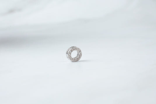 8mm CZ Circle Connector - Sterling Silver