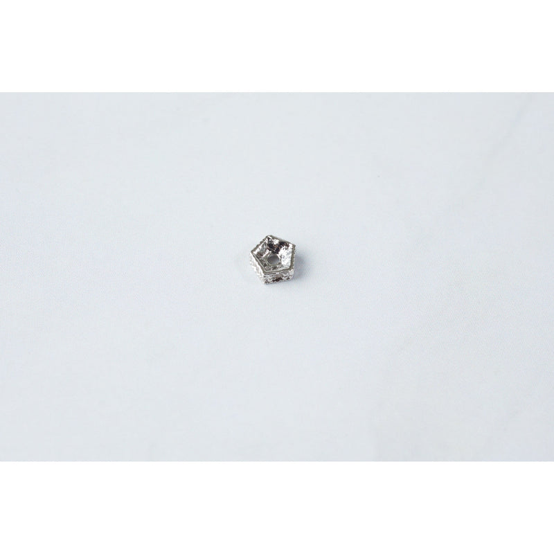 Load image into Gallery viewer, 4mm Sterling Silver and Pave CZ Pentagon Roundel Bead
