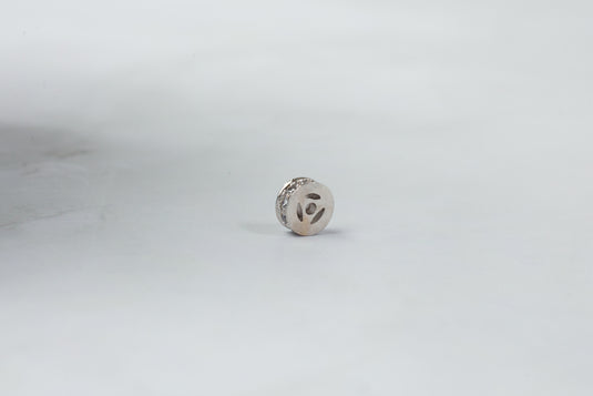 Cubic Zirconia Roundel Spacer Bead - Sterling Silver