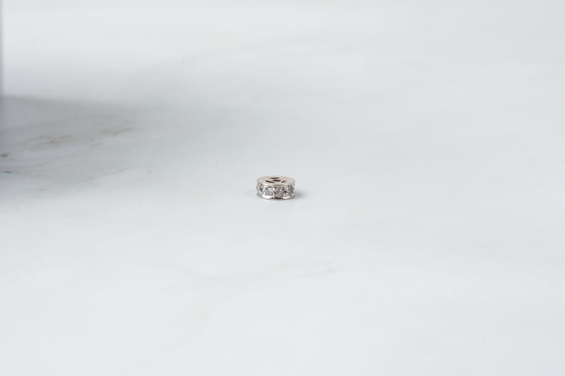 Load image into Gallery viewer, Cubic Zirconia Roundel Spacer Bead - Sterling Silver

