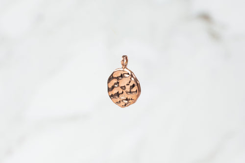Hammered Round Disc Charm - Sterling Silver (Rose)