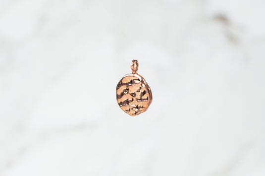 Hammered Round Disc Charm - Sterling Silver (Rose)