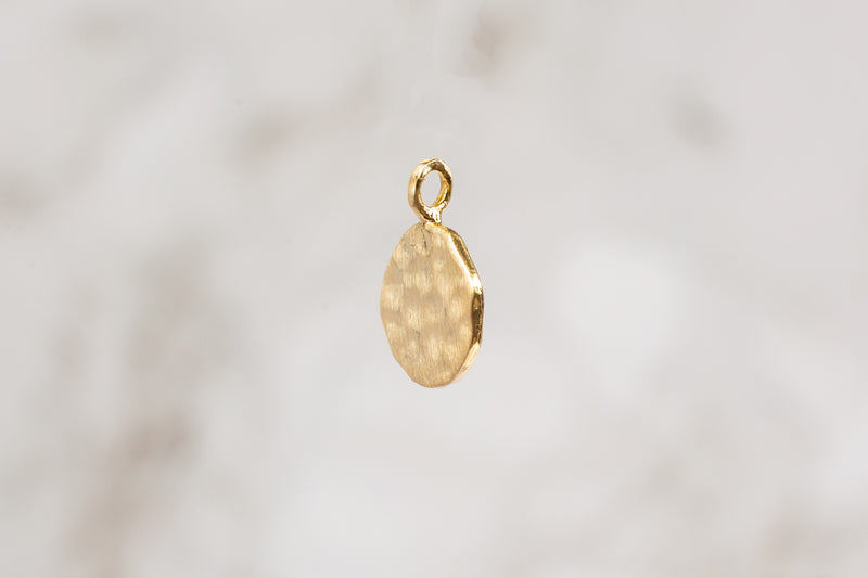 Load image into Gallery viewer, Hammered Round Disc Charm - Sterling Silver (Yellow)
