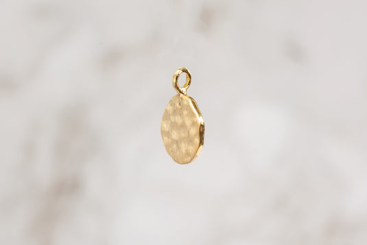 Hammered Round Disc Charm - Sterling Silver (Yellow)