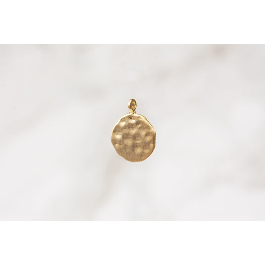Hammered Round Disc Charm - Gold Filled