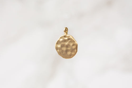 Hammered Round Disc Charm - Sterling Silver (Yellow)