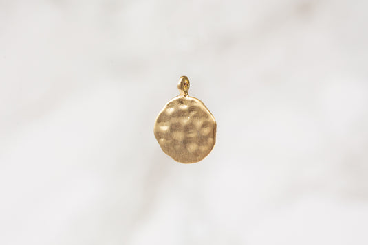 Hammered Round Disc Charm - Sterling Silver (Yellow)