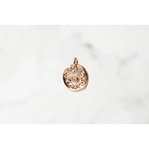 Rose Gold  Rose Color  Rose  Gold Filled  eye pendant  eye  cubic zirconia  charm