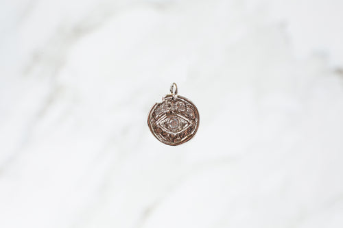 Sterling Silver  Plated  eye pendant  eye  cubic zirconia  charm