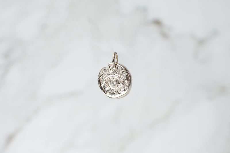 Load image into Gallery viewer, Eye With CZ Charm - Sterling Silver (Silver)
