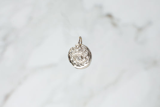 Eye With CZ Charm - Sterling Silver (Silver)