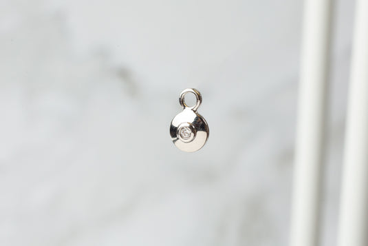 7mm CZ Disc Charm - Sterling Silver