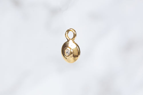 7mm CZ Disc Charm - Sterling Silver (Yellow)