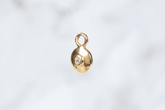 7mm CZ Disc Charm - Sterling Silver (Yellow)