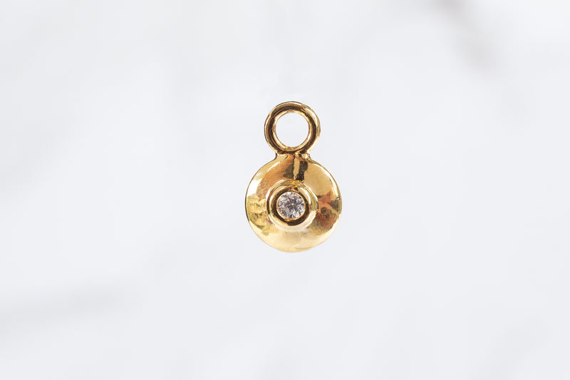 Load image into Gallery viewer, 7mm CZ Disc Charm - Sterling Silver (Yellow)
