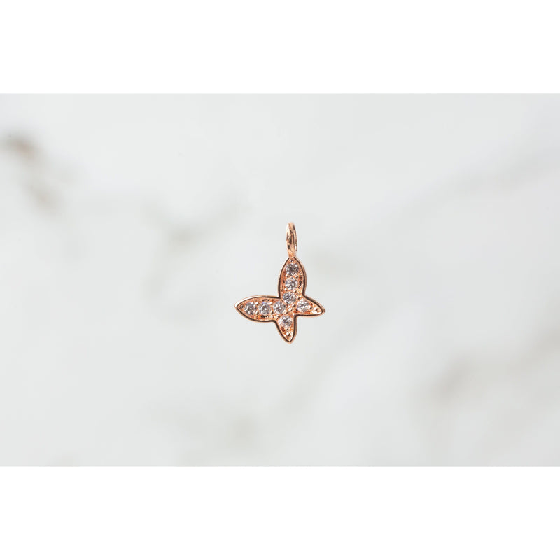 Load image into Gallery viewer, Rose Gold  Rose Color  Rose  Gold Filled  cubic zirconia  charm  Butterfly
