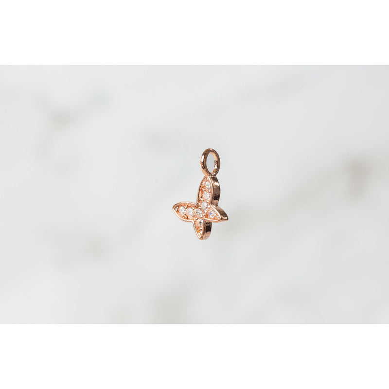 Load image into Gallery viewer, Sterling Silver Butterfly Charm with Cubic Zirconia

