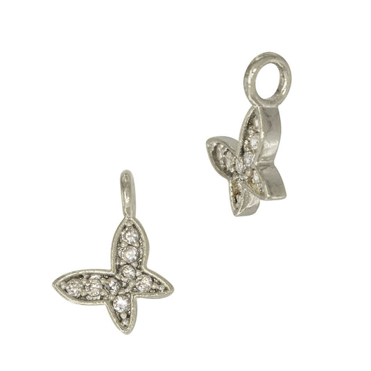 Sterling Silver Butterfly Charm with Cubic Zirconia