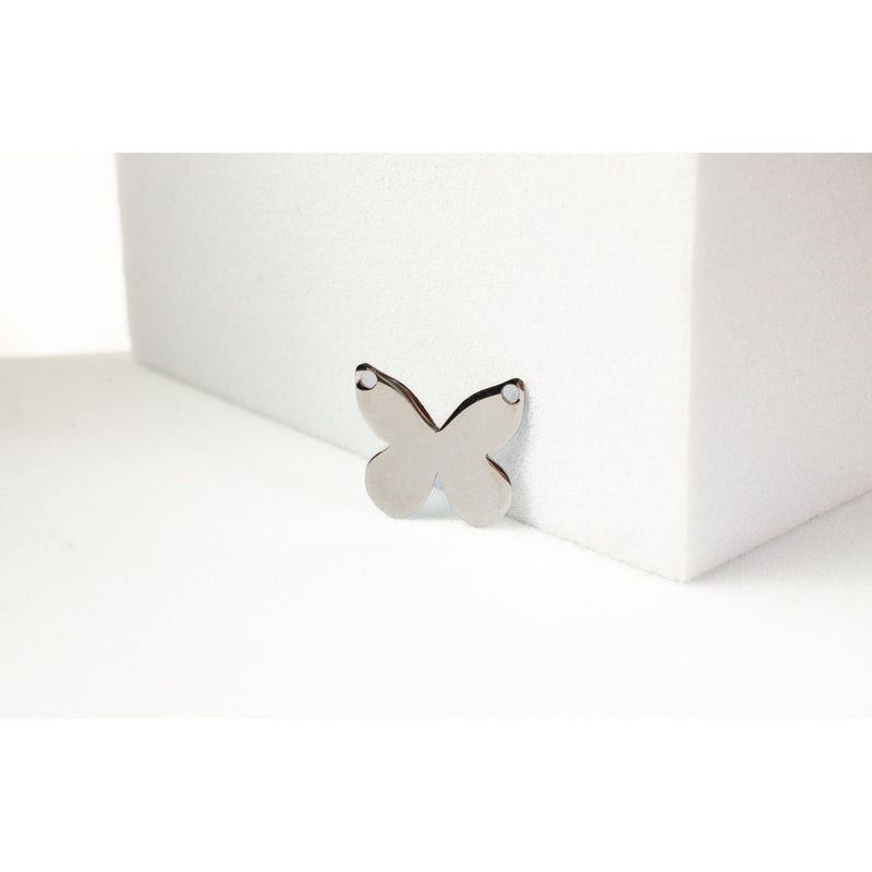 Load image into Gallery viewer, 14K Gold White 10x9mm Flat Butterfly Charm
