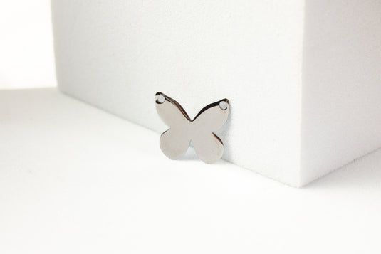 Flat Butterfly Connector - 14K Solid Gold (White)