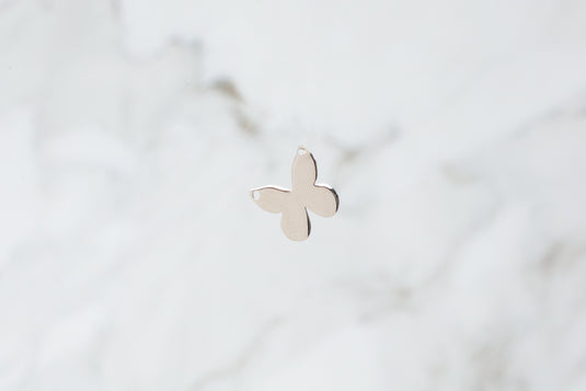 Flat Butterfly Connector - 14K Solid Gold (White)