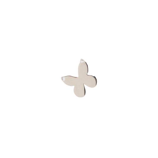 Flat Butterfly Connector - 14K Solid Gold (White)