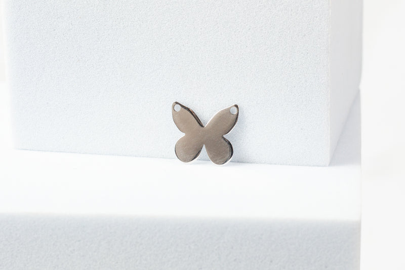 Load image into Gallery viewer, Flat Butterfly Connector - 14K Solid Gold (White)
