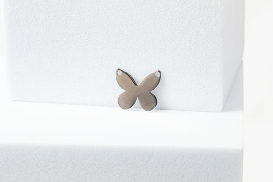 Flat Butterfly Connector - 14K Solid Gold (White)