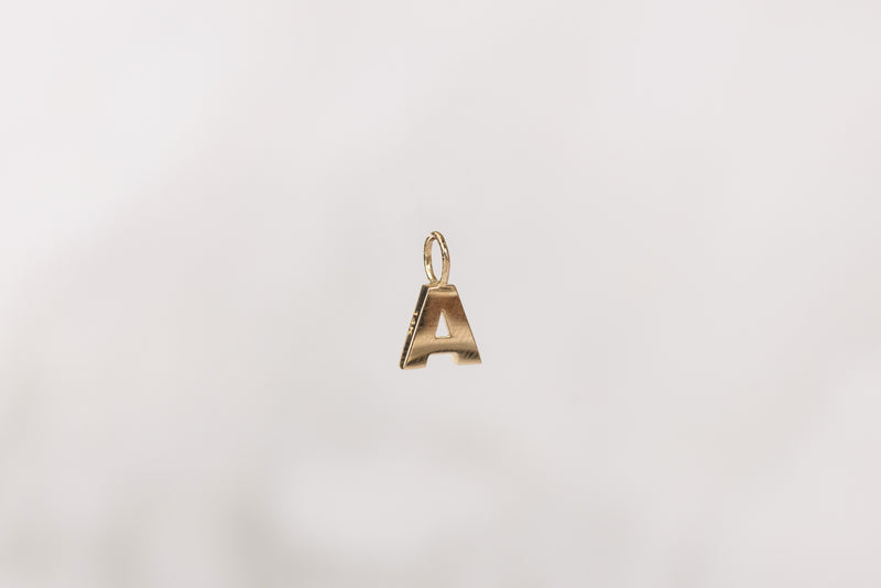 Load image into Gallery viewer, 14K Gold Thick Block Style Letter Charm with Fixed Jump Ring - A
