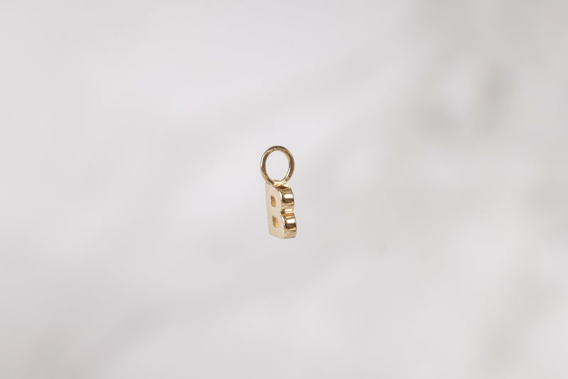 Load image into Gallery viewer, 14K Gold Thick Block Style Letter Charm with Fixed Jump Ring - B
