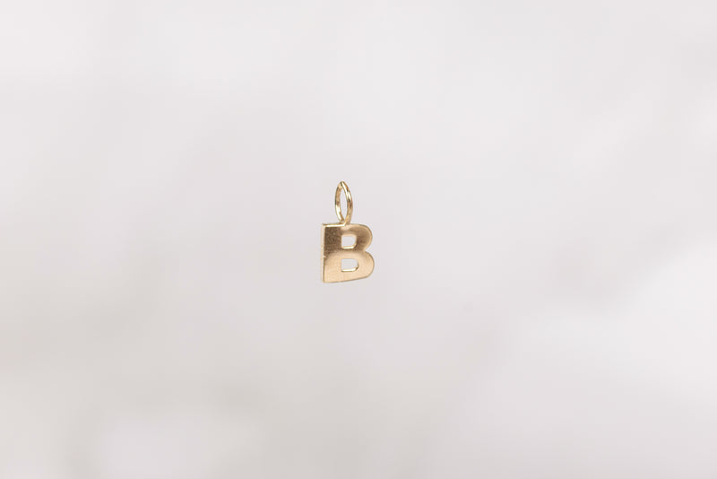 Load image into Gallery viewer, 14K Gold Thick Block Style Letter Charm with Fixed Jump Ring - B

