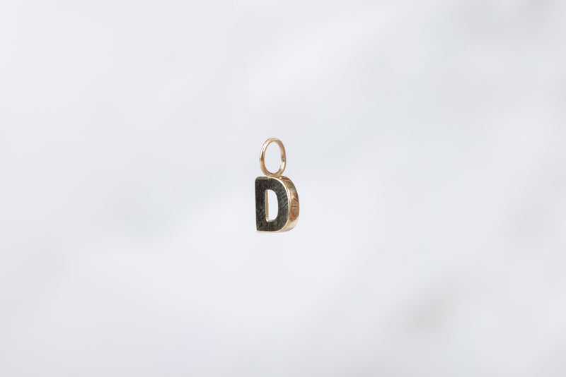 Load image into Gallery viewer, 14K Gold Thick Block Style Letter Charm with Fixed Jump Ring - D

