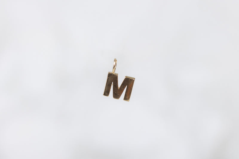 Load image into Gallery viewer, 14K Gold Thick Block Style Letter Charm with Fixed Jump Ring - M
