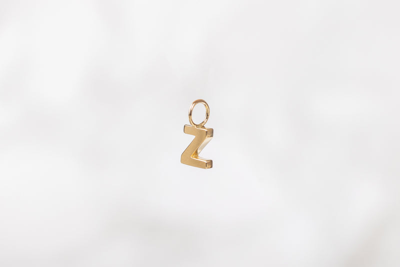 Load image into Gallery viewer, 14K Gold Thick Block Style Letter Charm with Fixed Jump Ring - Z

