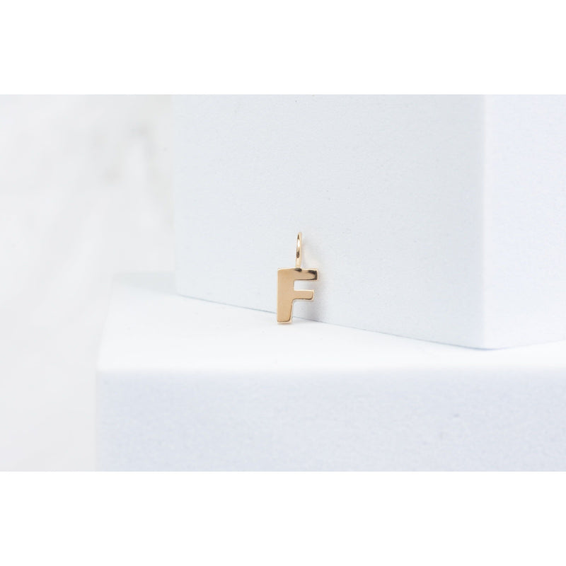 Load image into Gallery viewer, Yellow Gold  Letter F  Letter  charm  14k Gold
