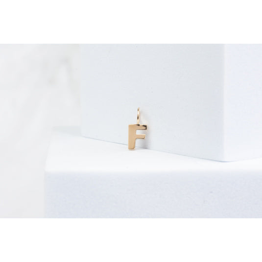 Yellow Gold  Letter F  Letter  charm  14k Gold