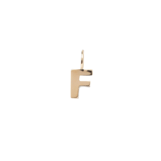 Thick Block Style Letter Charm - 14K Solid Gold (Yellow)