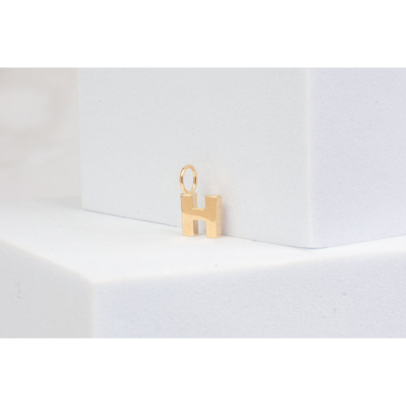 Load image into Gallery viewer, Yellow Gold  Letter H  charm  14k Gold
