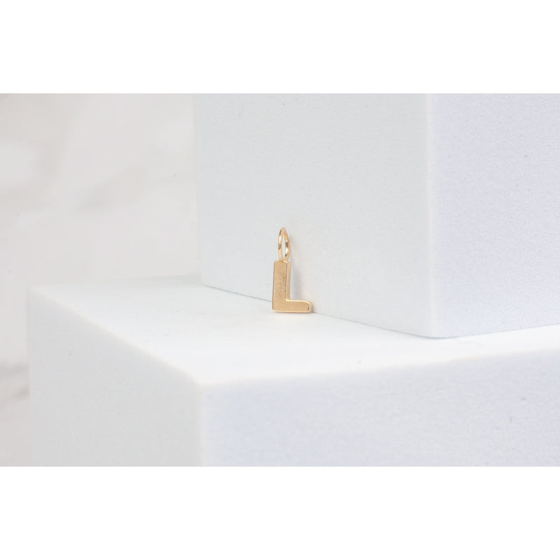 Load image into Gallery viewer, Yellow Gold  Letter L  charm  14k Gold
