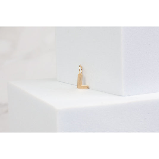 Yellow Gold  Letter L  charm  14k Gold