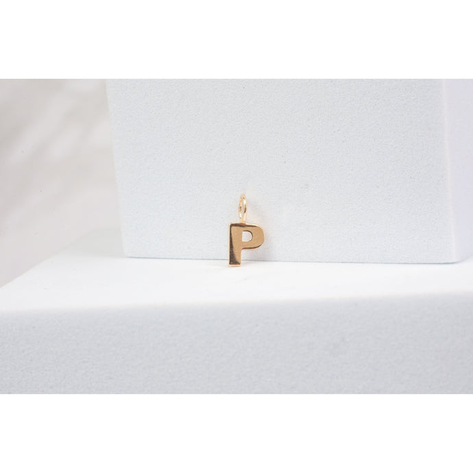 Yellow Gold  Letter P  charm  14k Gold