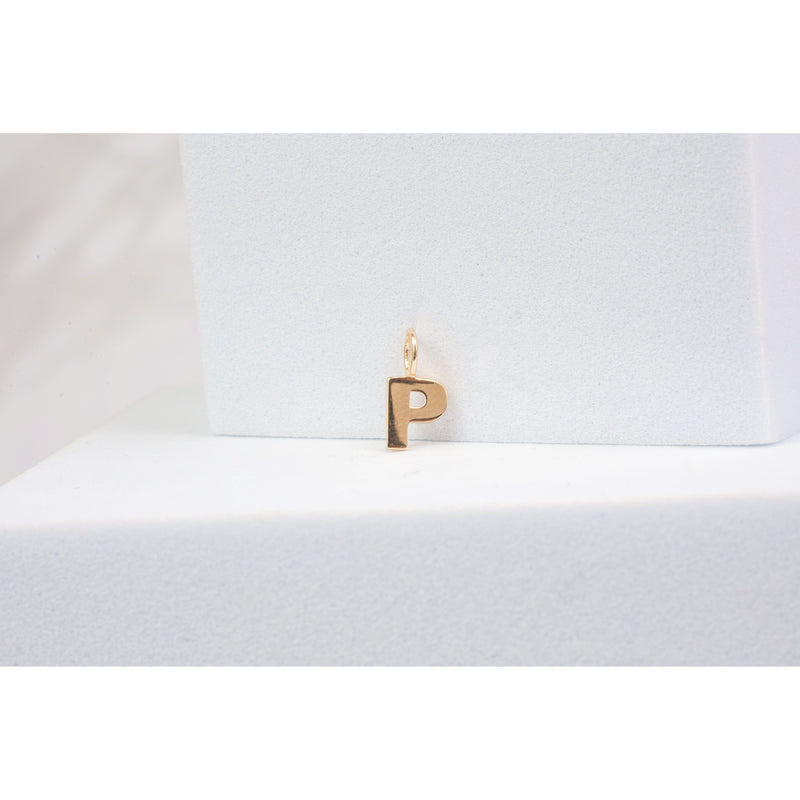 Load image into Gallery viewer, Yellow Gold  Letter P  charm  14k Gold
