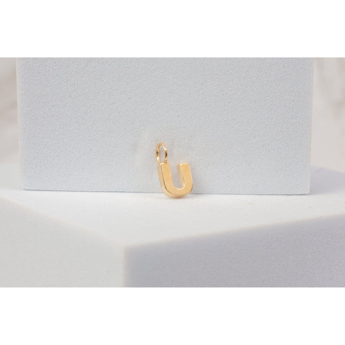 Yellow Gold  Letter U  charm  14k Gold