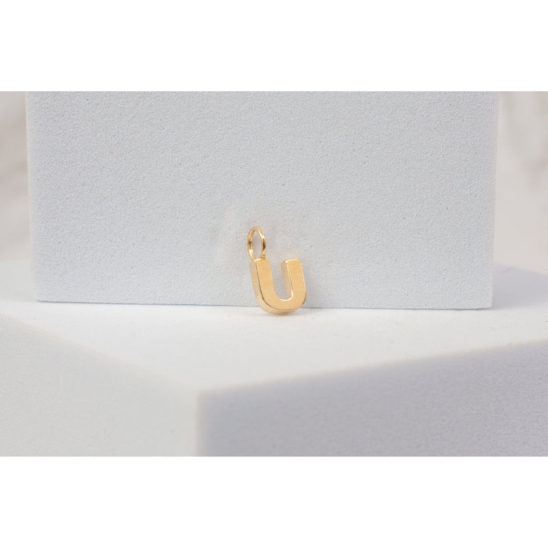 Load image into Gallery viewer, Yellow Gold  Letter U  charm  14k Gold
