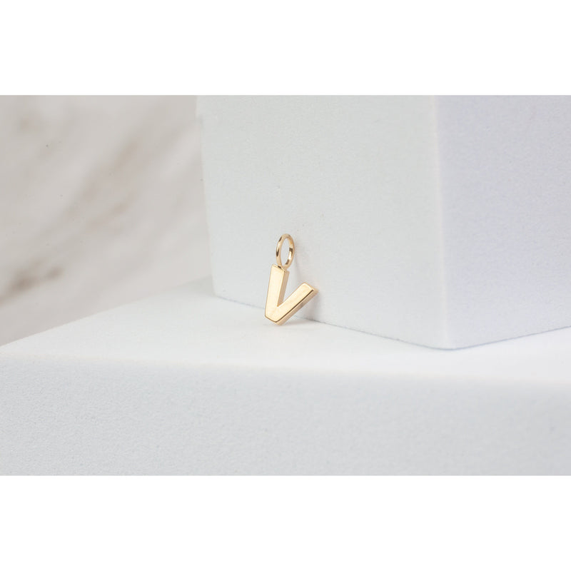 Load image into Gallery viewer, Yellow Gold  Letter V  charm  14k Gold
