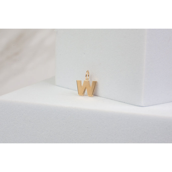 Yellow Gold  Letter W  charm  14k Gold