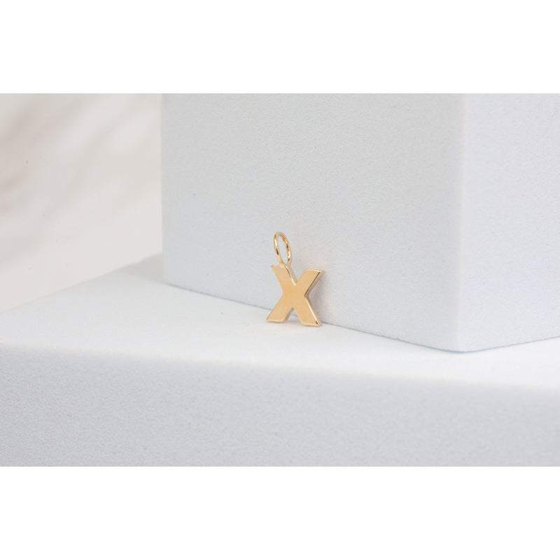 Load image into Gallery viewer, Yellow Gold  Letter X  charm  14k Gold
