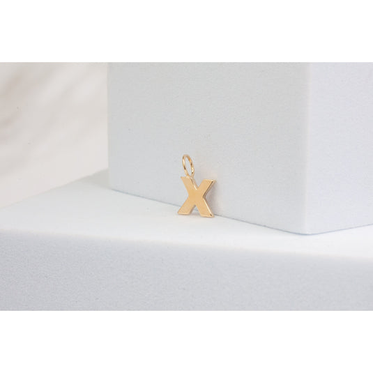 Yellow Gold  Letter X  charm  14k Gold