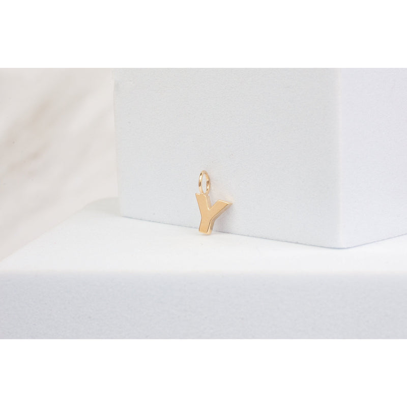 Load image into Gallery viewer, Yellow Gold  Letter Y  charm  14k Gold
