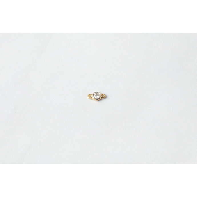 Yellow Gold  Diamond  charm  Bezel Connector  2 ring  14k Gold  14k